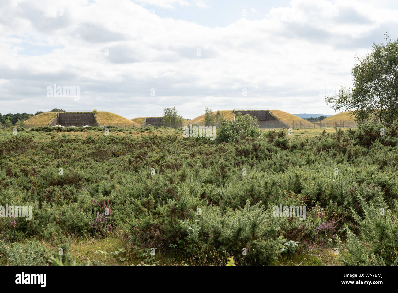 Disused Nuclear Missile Silos at RAF Greenham Common, a former airbase housing American cruise missiles, Berkshire, UK Stock Photo