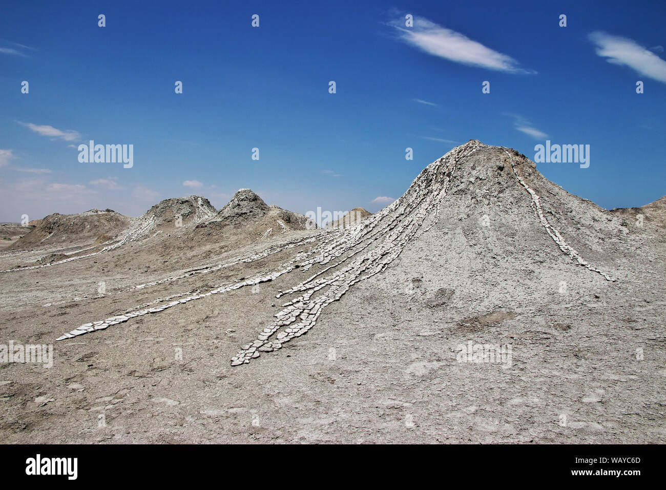 The valley with mud volcanoes, Azerbaijan Stock Photo