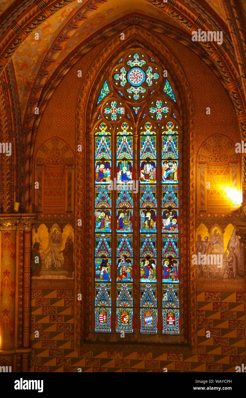 Budapest Hungary May 19 2010 Stained Glass Window In Roman Catholic Matthias Church Budapest Hungary Stock Photo Alamy
