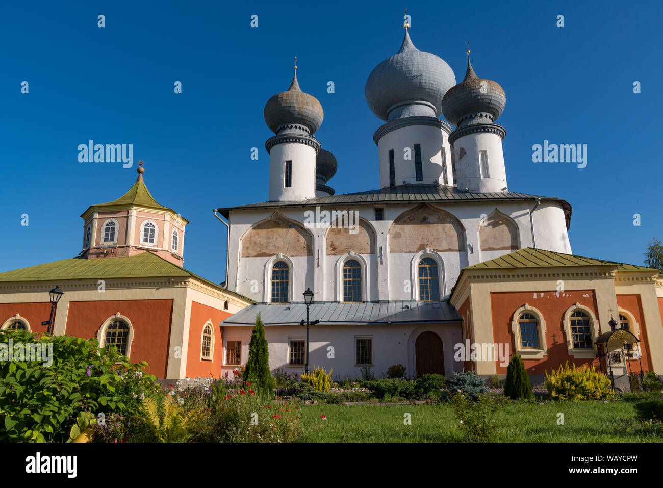 Assumption Cathedral in Tikhvin Assumption (Bogorodichny Uspensky)   Monastery,  Tikhvin, Russia Stock Photo
