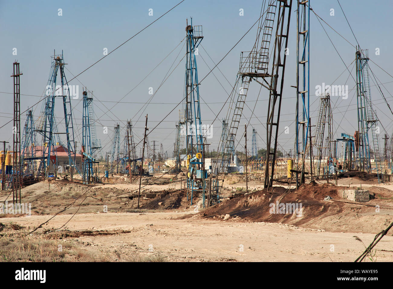 The oil rig in Azerbaijan, Caspian sea Stock Photo