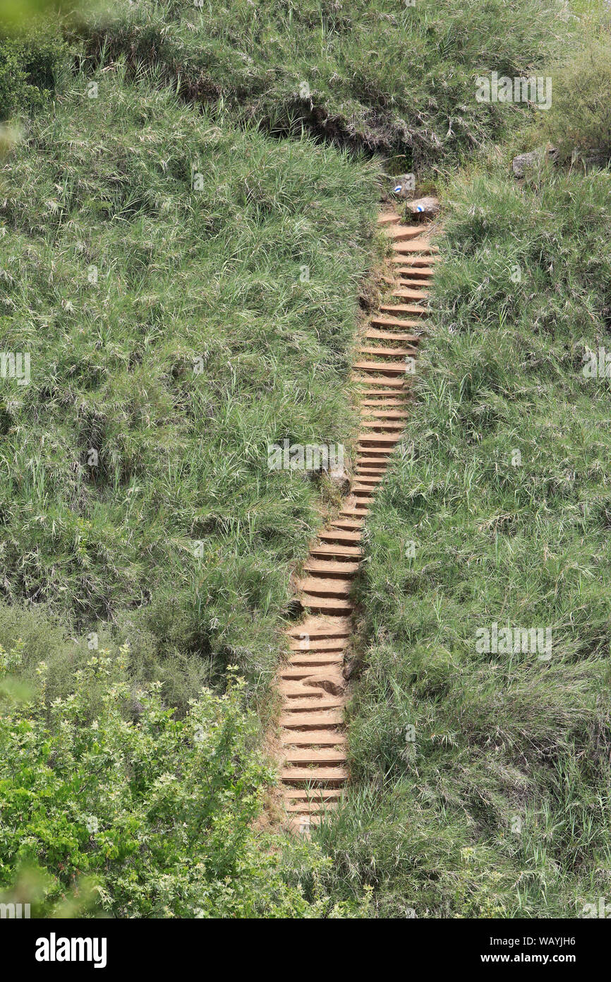 Escalier. Golan Heights. Parc National Hermon. Israël. Stock Photo