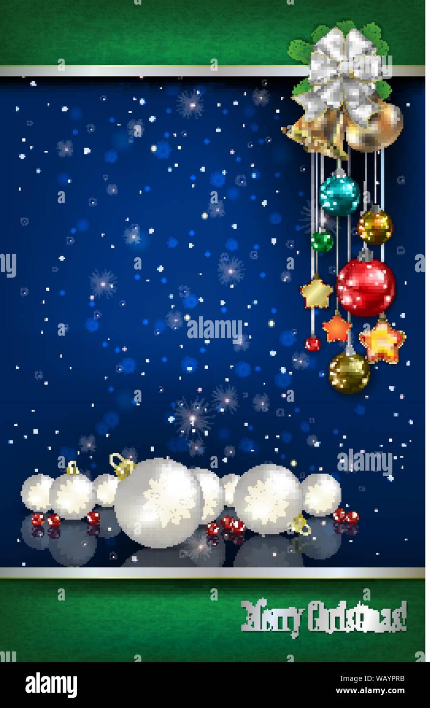 Abstract blue background with Christmas decorations Stock Vector Image ...