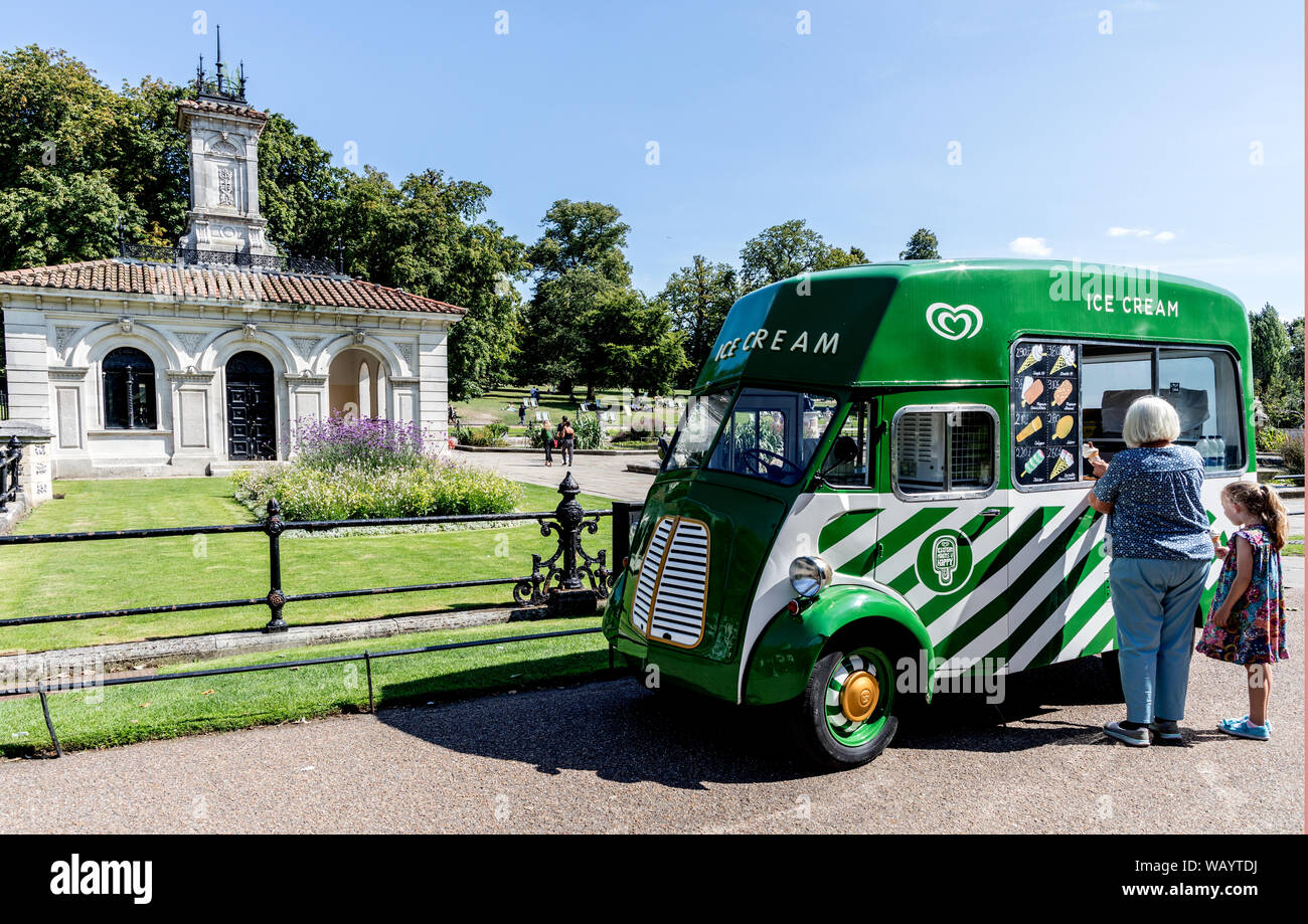 An Icecream Van By The Italian Gardens Hyde Park London UK Stock Photo
