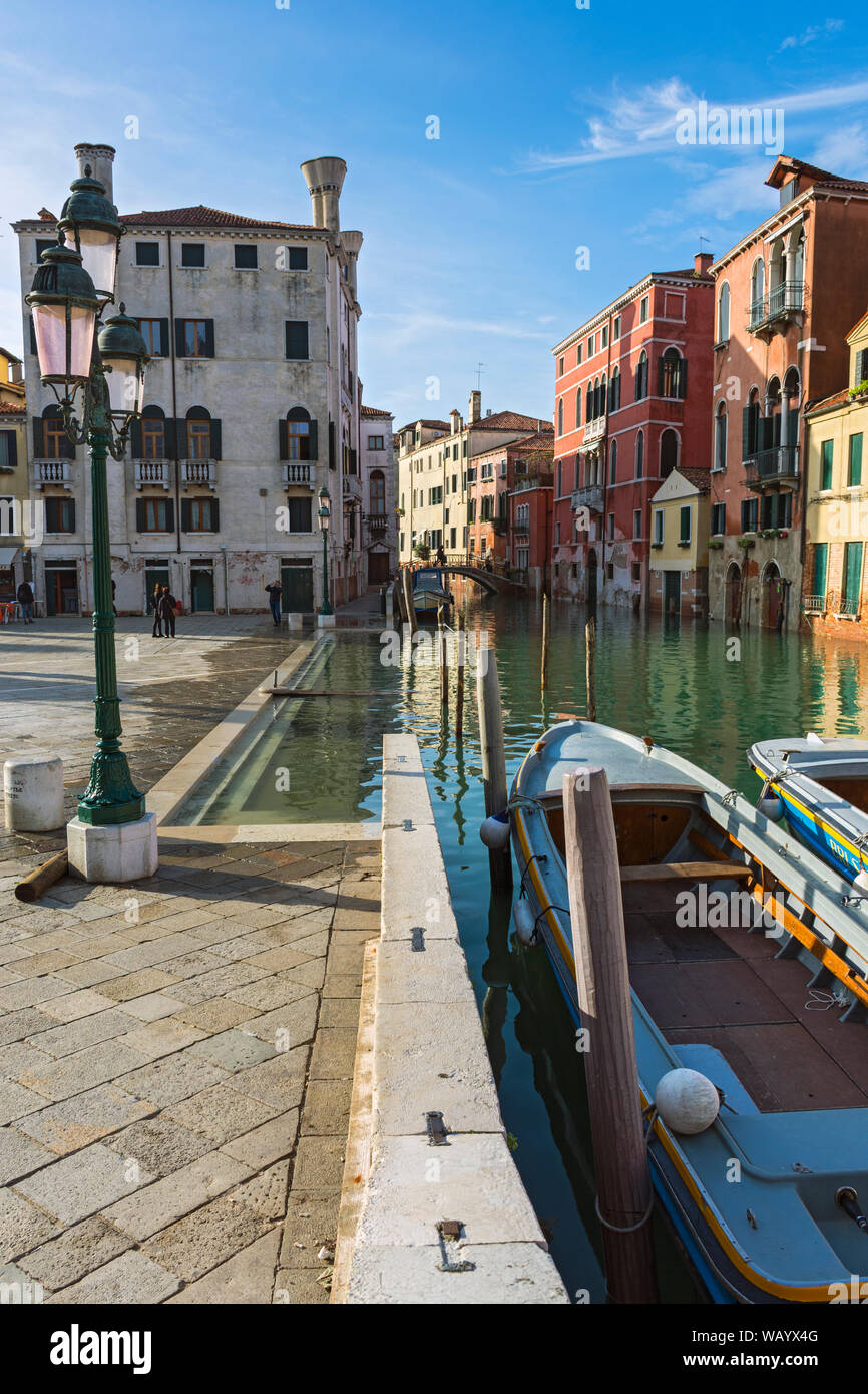 The Rio dei Mandicanti from the Ponte Cavallo bridge, at the Campo Santi Giovanni e Paolo, Venice, Italy Stock Photo