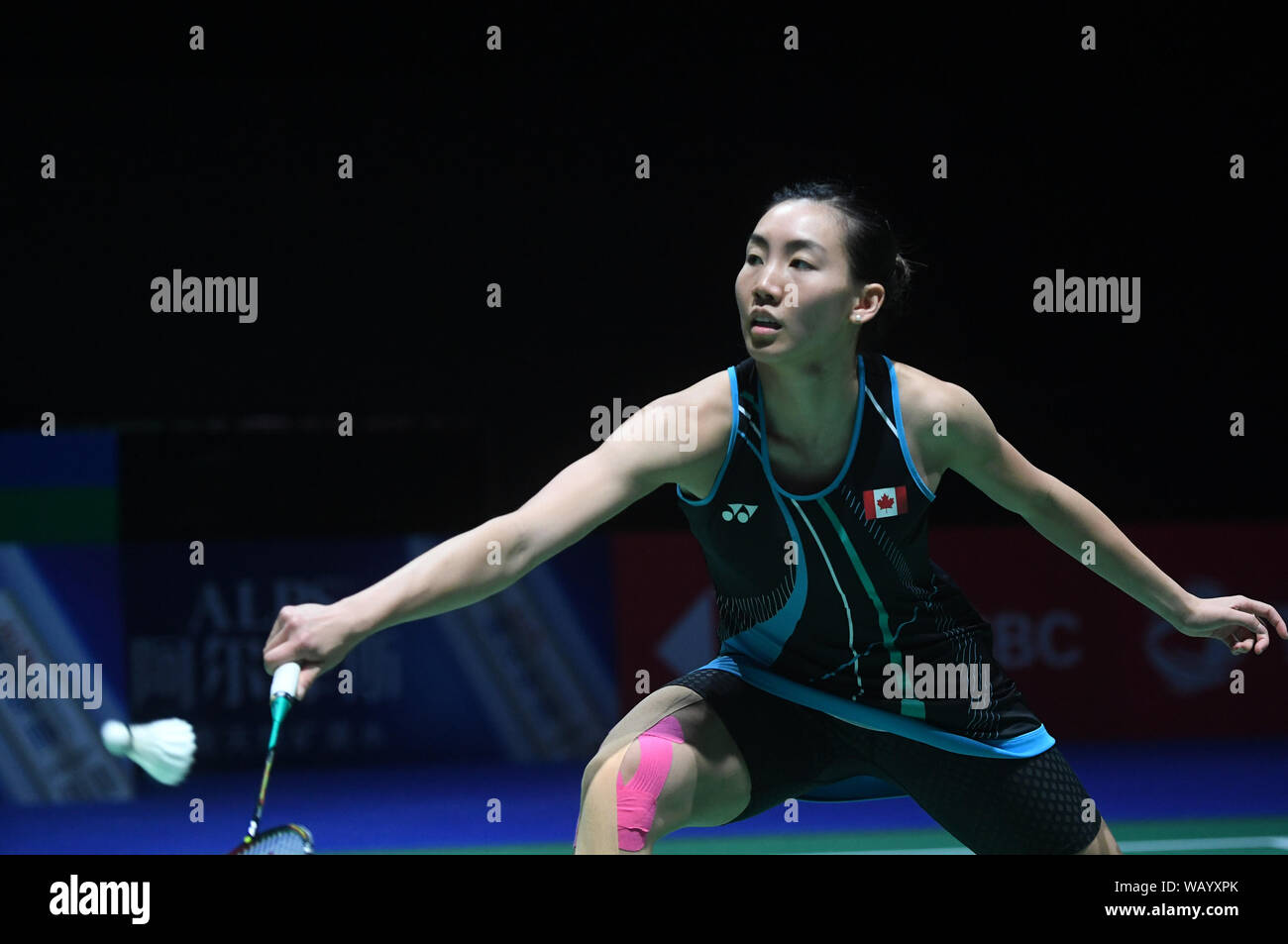 Basel, Switzerland. 22nd Aug, 2019. Michelle Li of Canada competes during  the women's singles third round match against Chen Yufei of China at the  BWF Badminton World Championships 2019 in Basel, Switzerland,