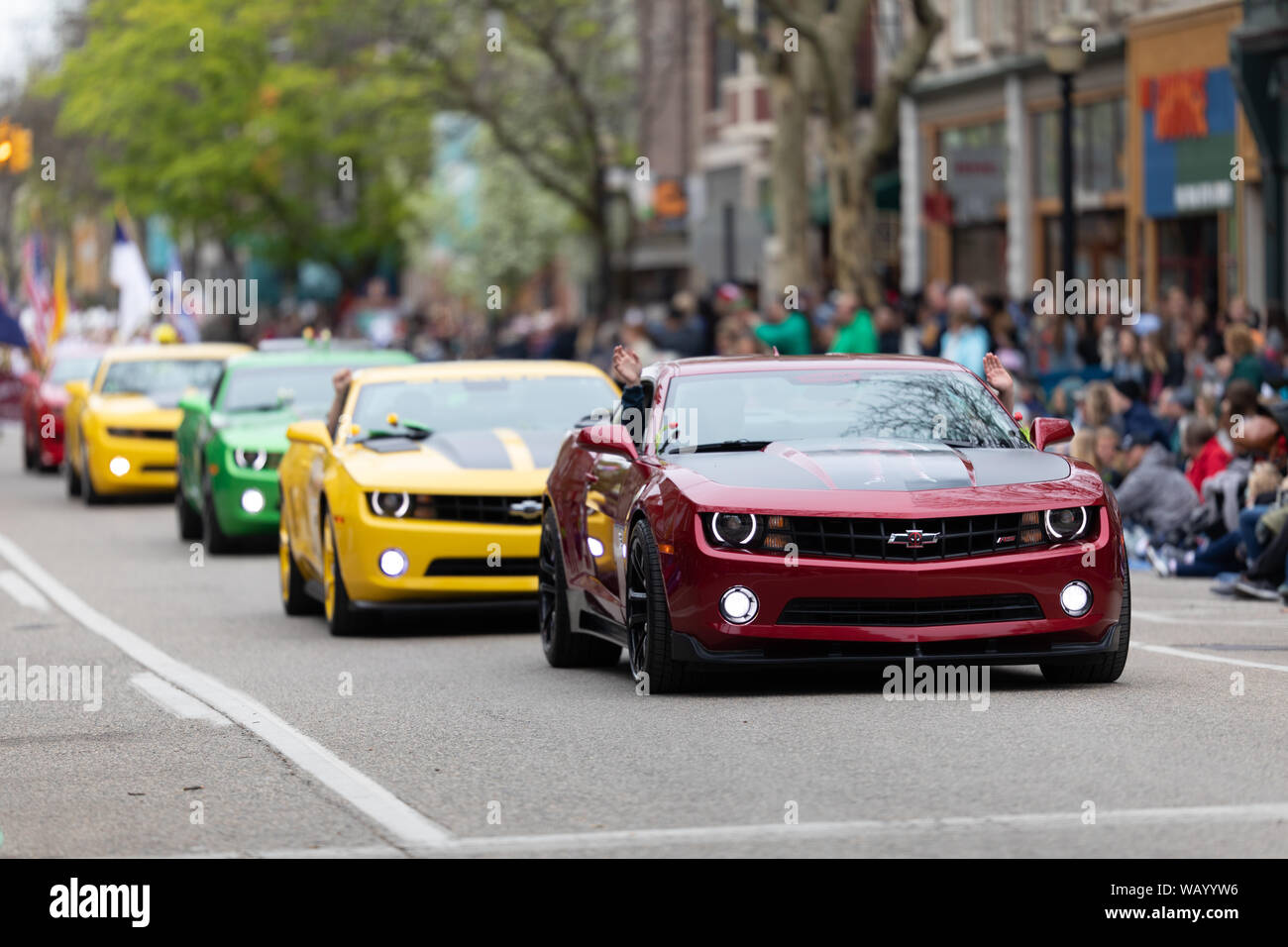 Holland, Michigan, USA May 11, 2019 Tulip Time Parade, A group of