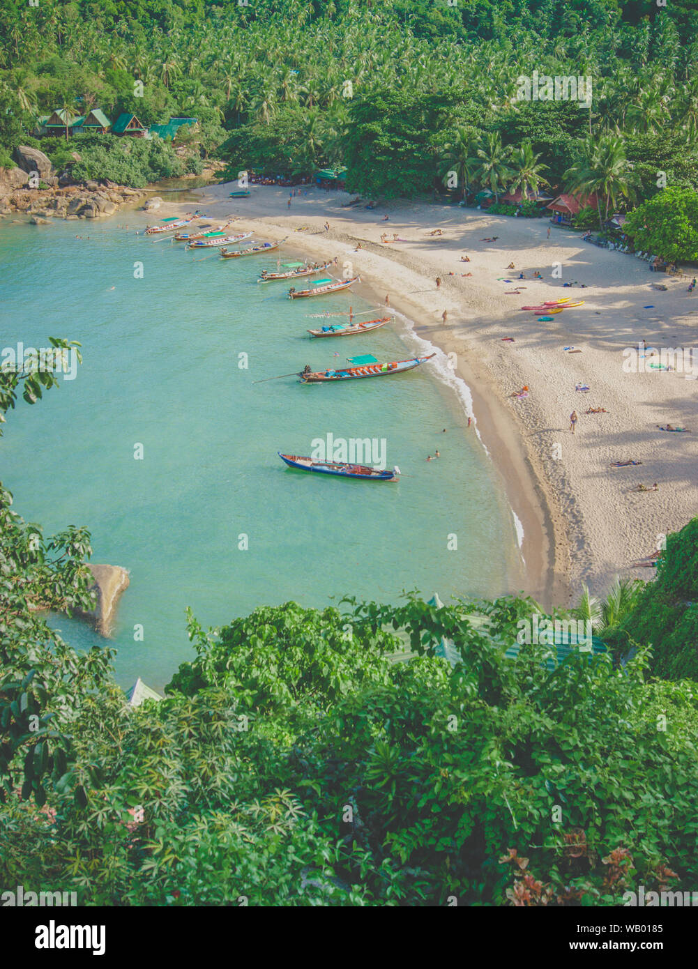 Tropical beach and sea water waves on island Koh Phangan Thailand Stock Photo