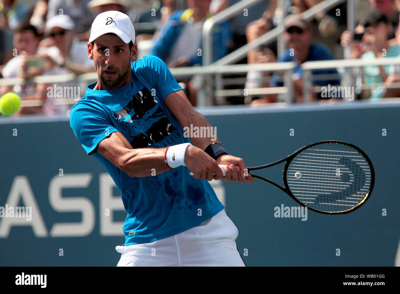 Flushing Meadows, New York, United States - 21 August 2019. Novak Djokovic of Serbia practicing at the National Tennis Center in Flushing Meadows, New York in preparation for the US Open which begins next Monday. Credit: Adam Stoltman/Alamy Live News Stock Photo