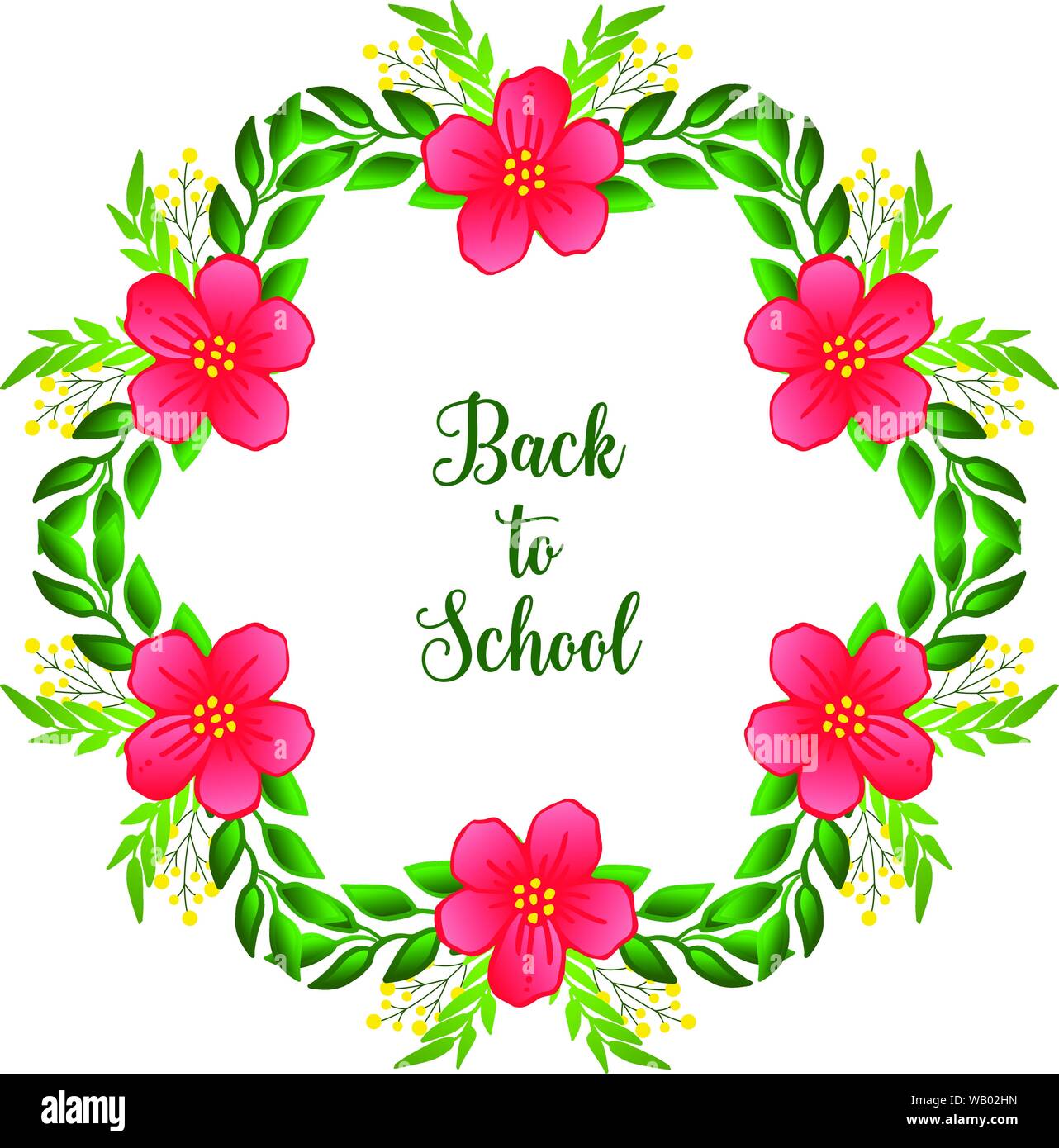 White backdrop, with bright green leafy flower frame, for text back to ...