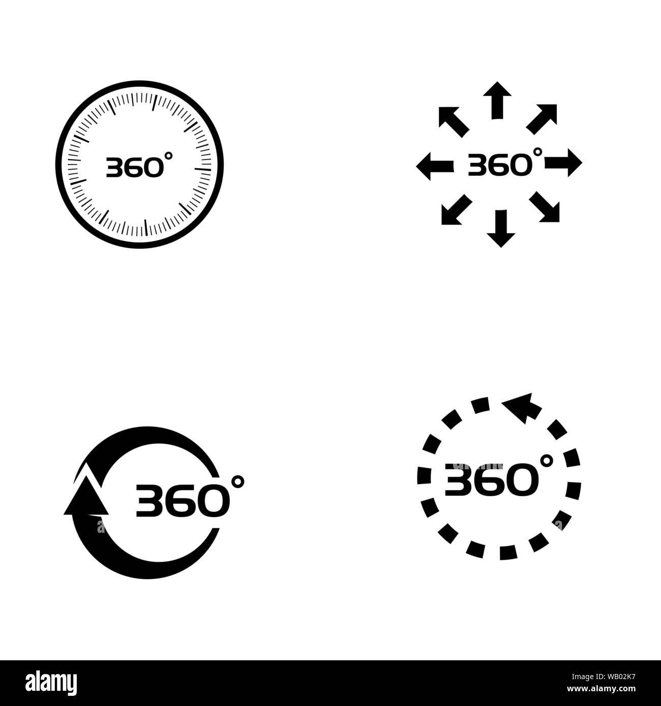 360 Degree View Related Vector Icons design template Stock Vector
