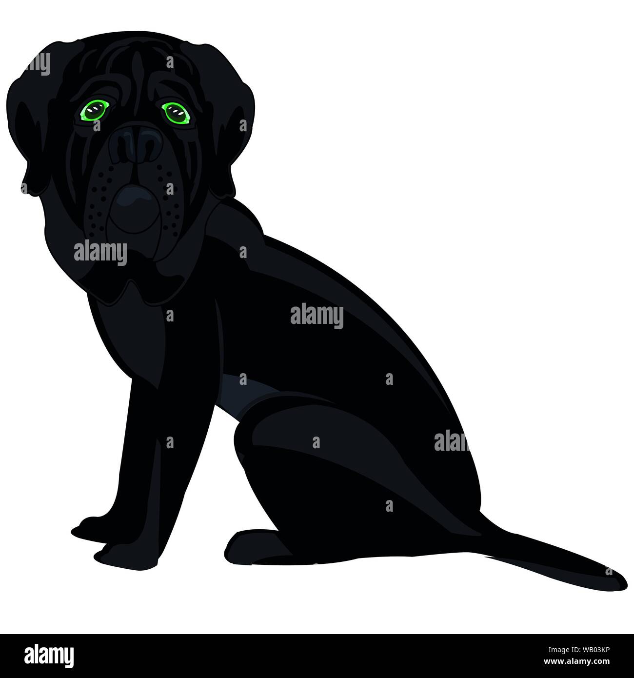 Vector illustration of the dog of the sort mastiff black colour Stock Vector