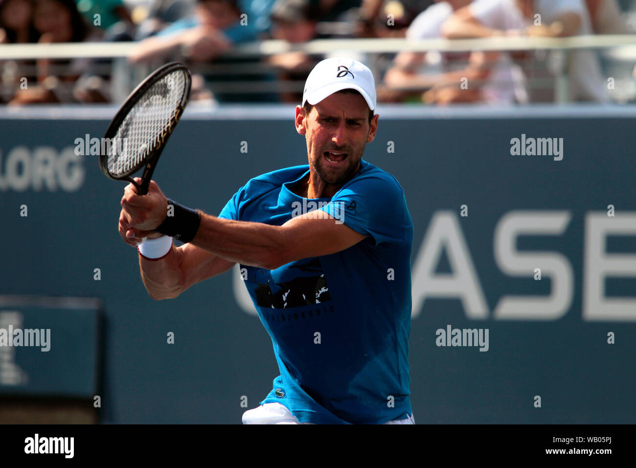 Flushing Meadows, New York, United States - 21 August 2019. Novak Djokovic of Serbia practicing at the National Tennis Center in Flushing Meadows, New York in preparation for the US Open which begins next Monday. Credit: Adam Stoltman/Alamy Live News Stock Photo