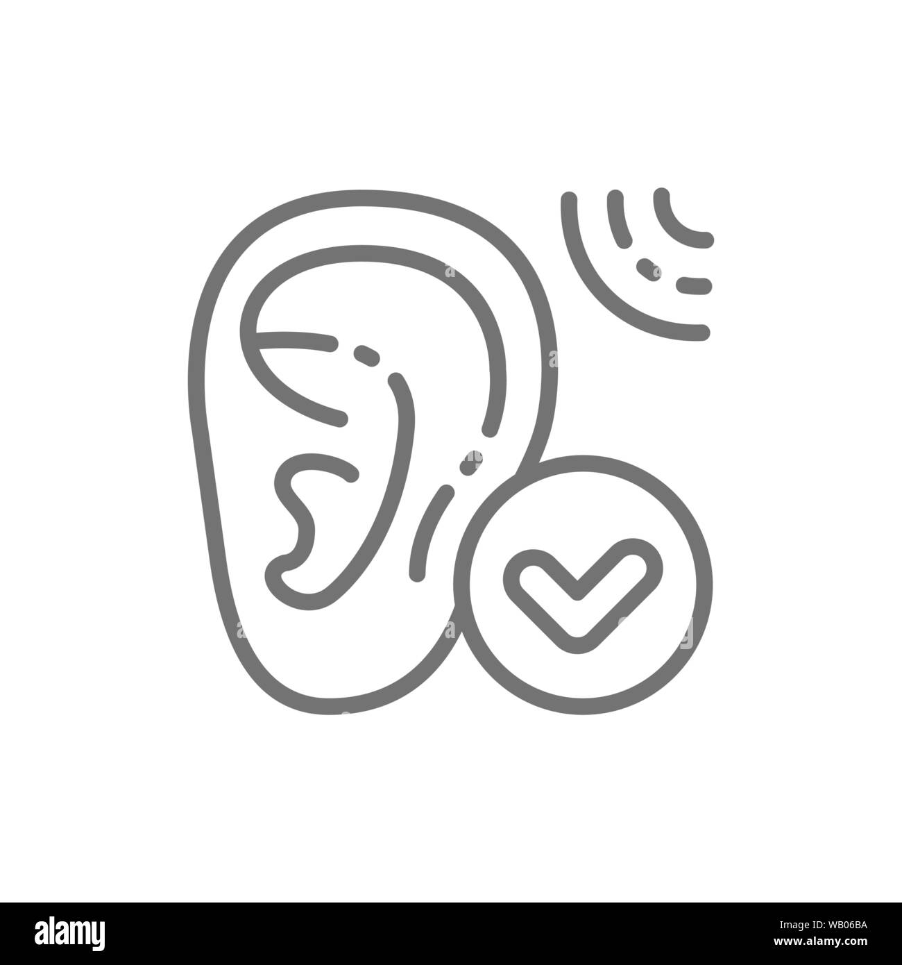 Good hearing, hearing test line icon. Isolated on white background Stock Vector