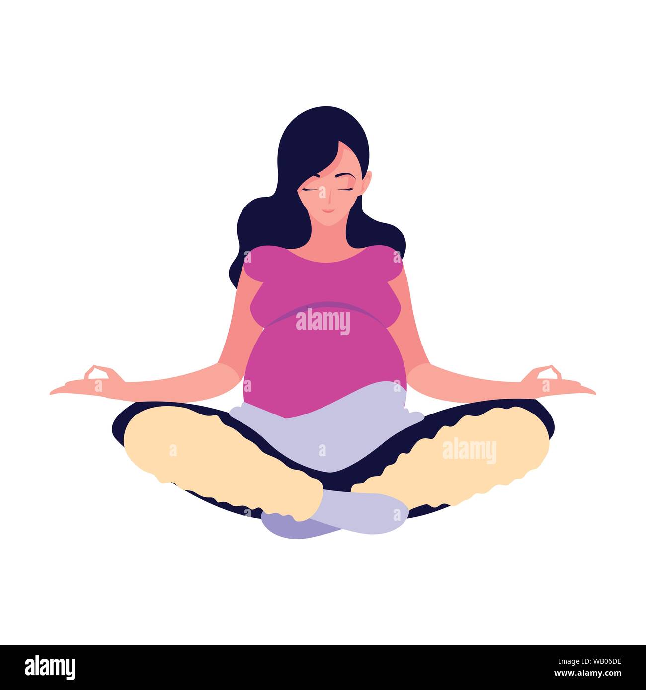 pregnant woman sitting pose yoga lotus - pregnancy and maternity vector  illustration Stock Vector Image & Art - Alamy