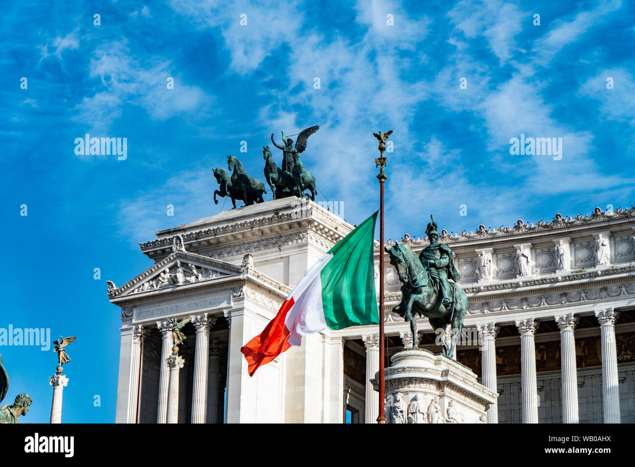 Altare della Patria with Italian flag - Rome Italy Stock Photo
