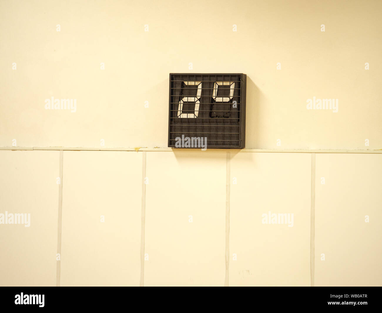 Old digital timing scoreboard, Sport match result board for