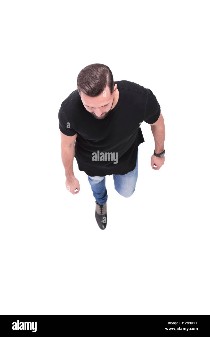 Young man stepping up for success Cut Out Stock Images & Pictures - Alamy