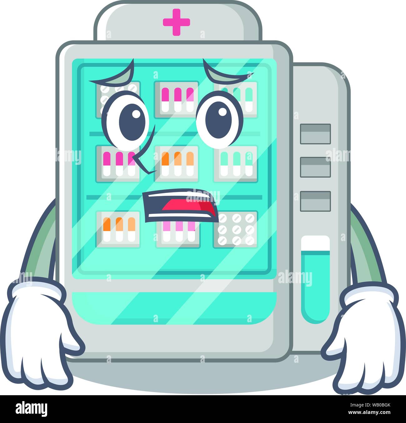 Scared Vending Machine Afraid medicines vending machine isolated the cartoon Stock Vector ...