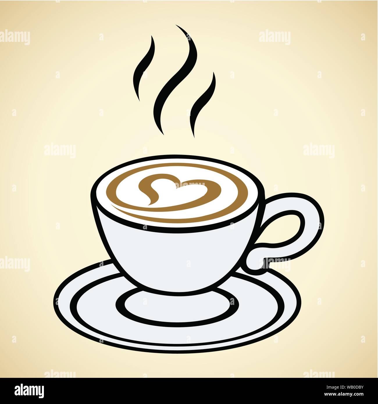 Vector Illustration of Cappuccino Icon with Heart isolated on a Beige Background Stock Vector