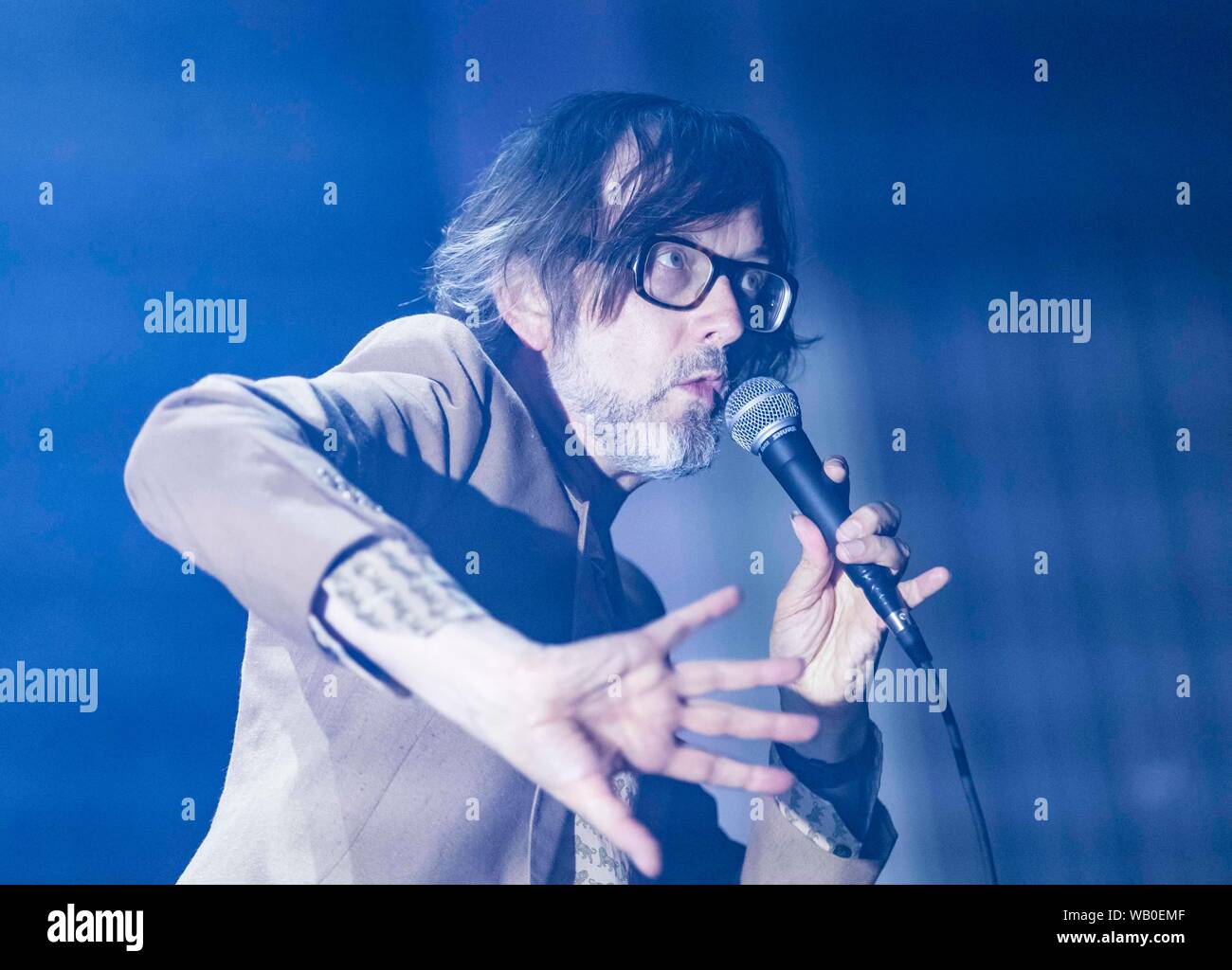Edinburgh, UK. 22 August, 2019 The inimitable Pulp frontman and solo artist, Jarvis Cocker remains a startlingly vital force in music, playing songs from his glittering career. He returns to the International Festival with his new project JARV IS Credit: Rich Dyson/Alamy Live News Stock Photo