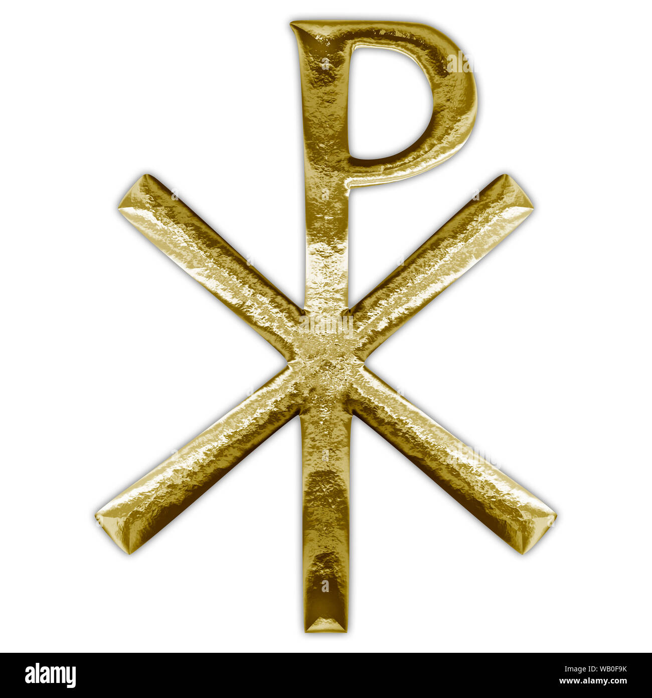 Chi Rho christianity cross gold symbol Stock Photo