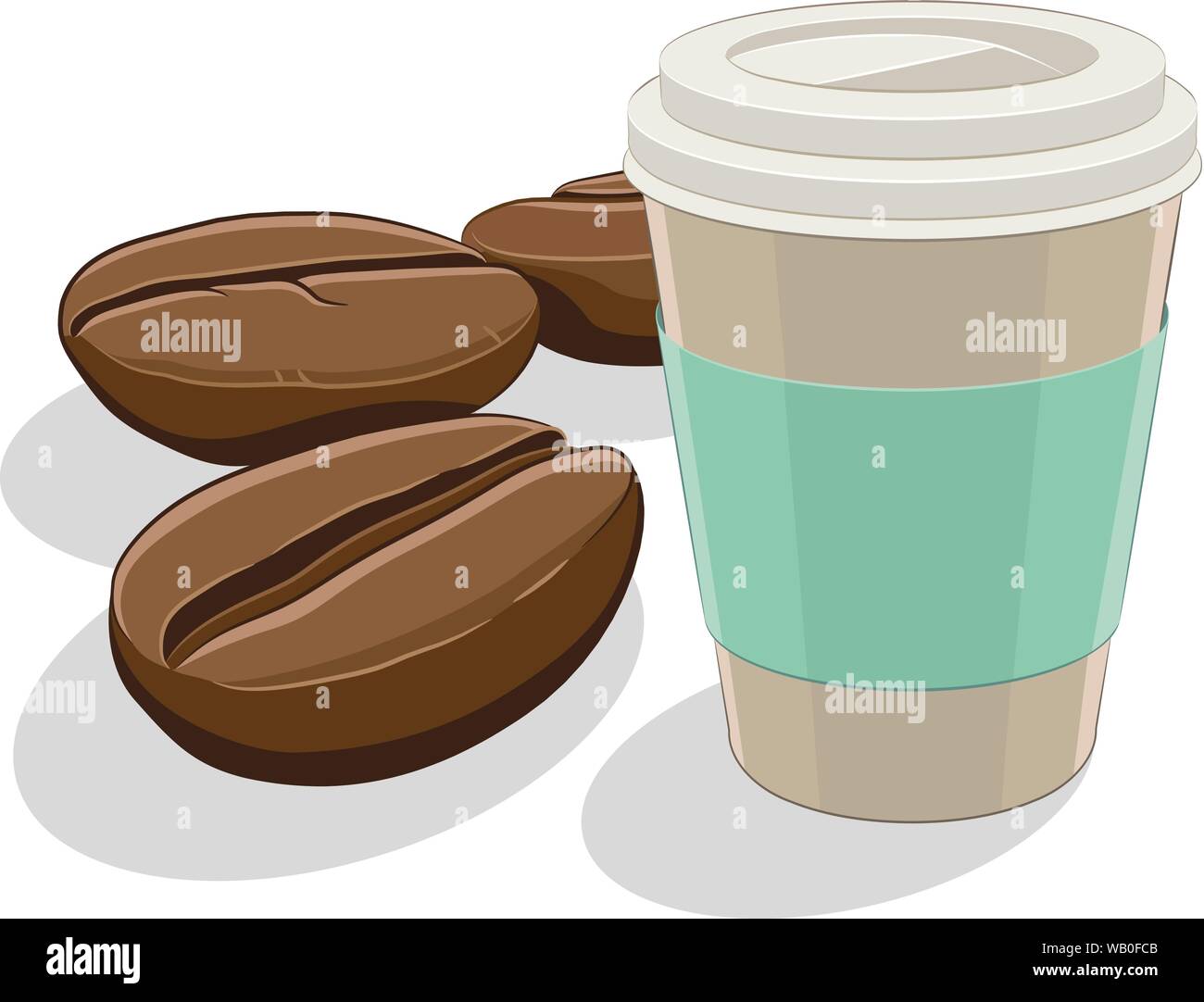Vector Illustration of Coffee Beans and Paper Coffee Cup Breakfast ...