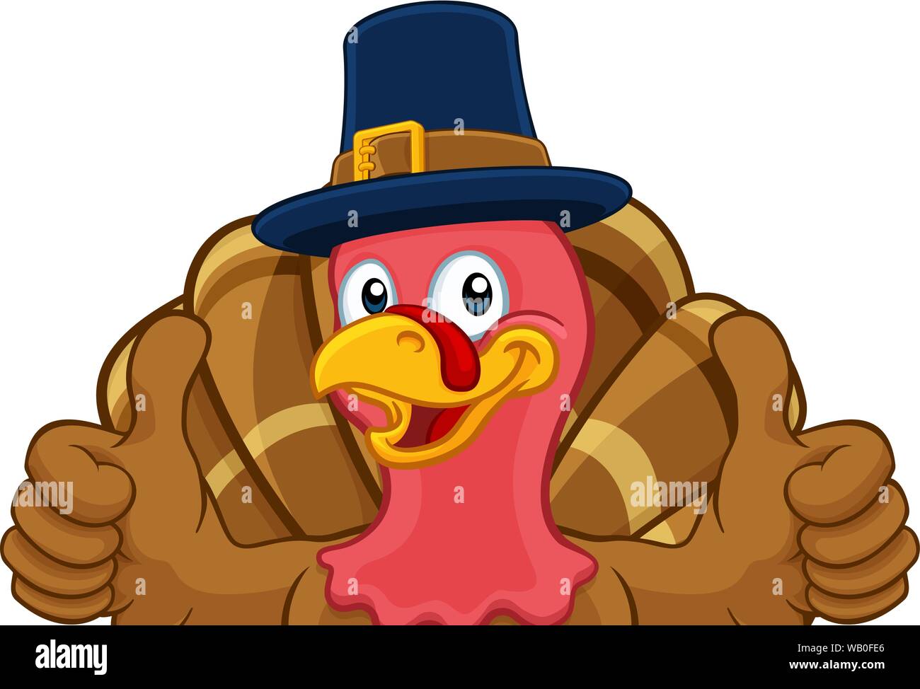 Turkey Pilgrim Hat Thanksgiving Cartoon Character Stock Vector Image