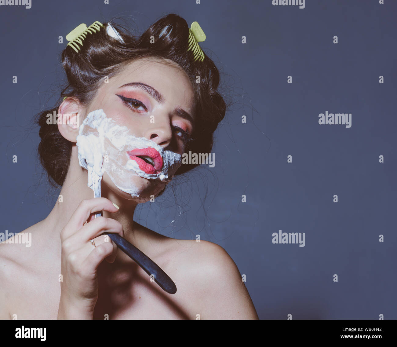 Morning Grooming And Skincare Pretty Girl In Vintage Style Pinup