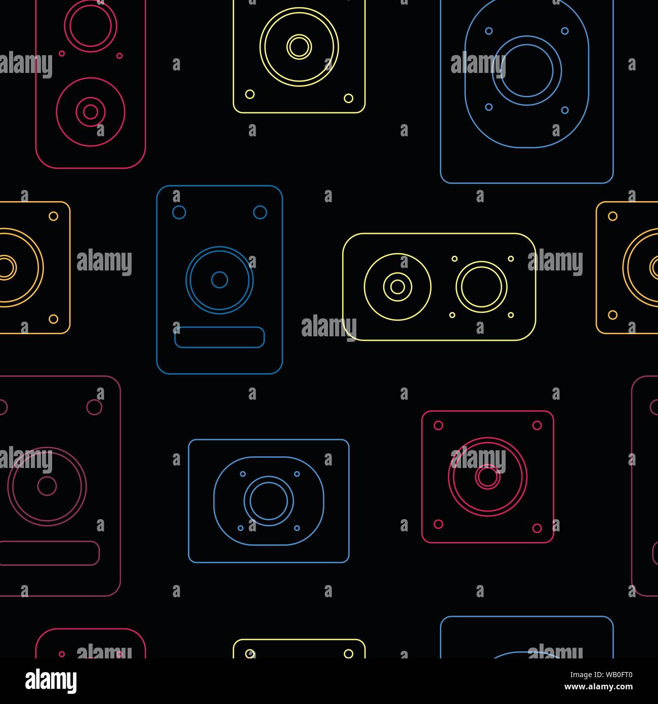 Neon color speakers seamless pattern Stock Vector