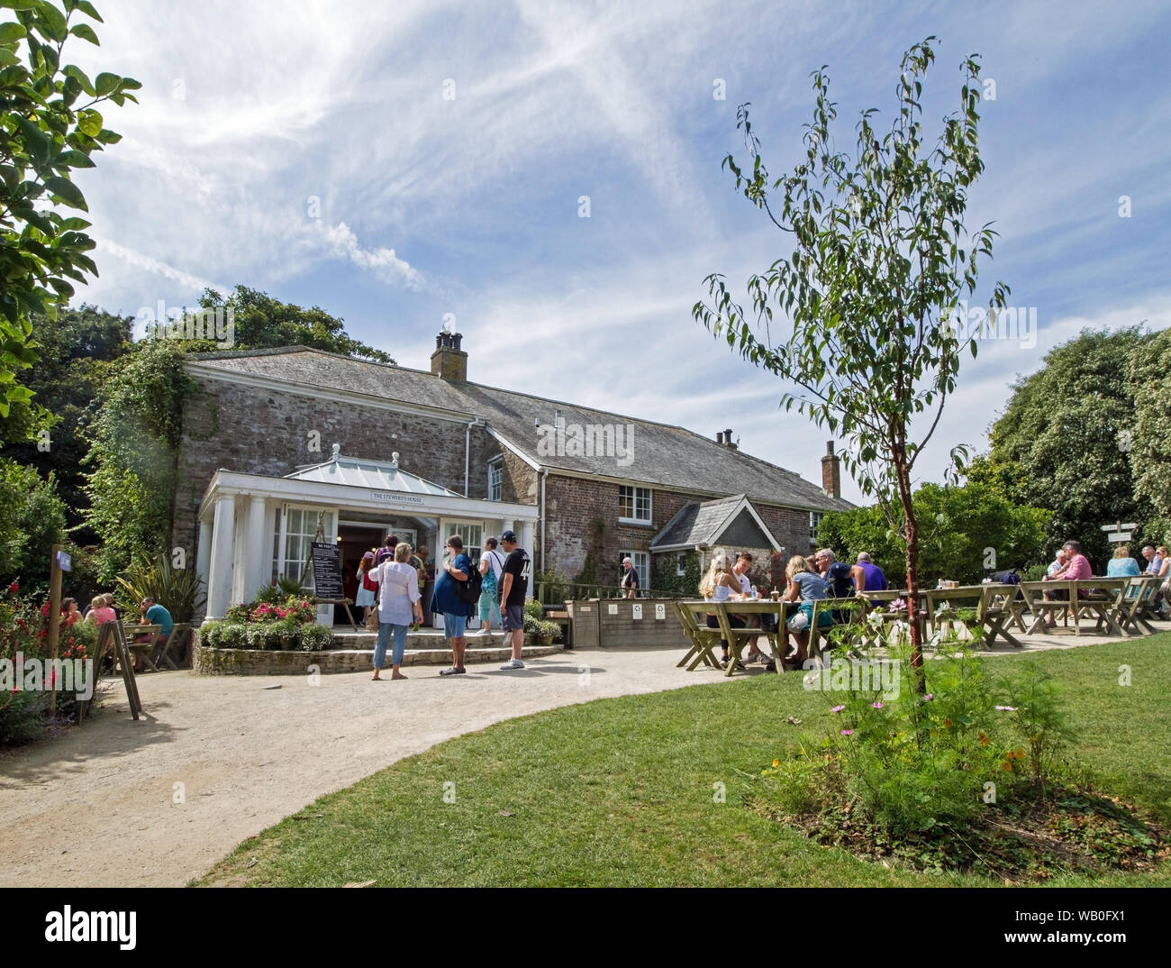 The tea rooms at the Lost Gardens of Heligan, Pentewan, Cornwall. Tended by hand to preserve the past and protect the future Stock Photo