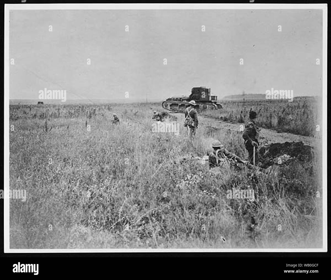 Vintage WWI armoured car or tank related Black and white photograph ...