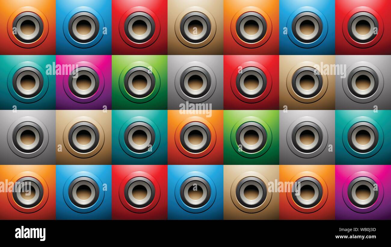 Vector Illustration of Embossed Big Round Shapes on Colorful Squares ...