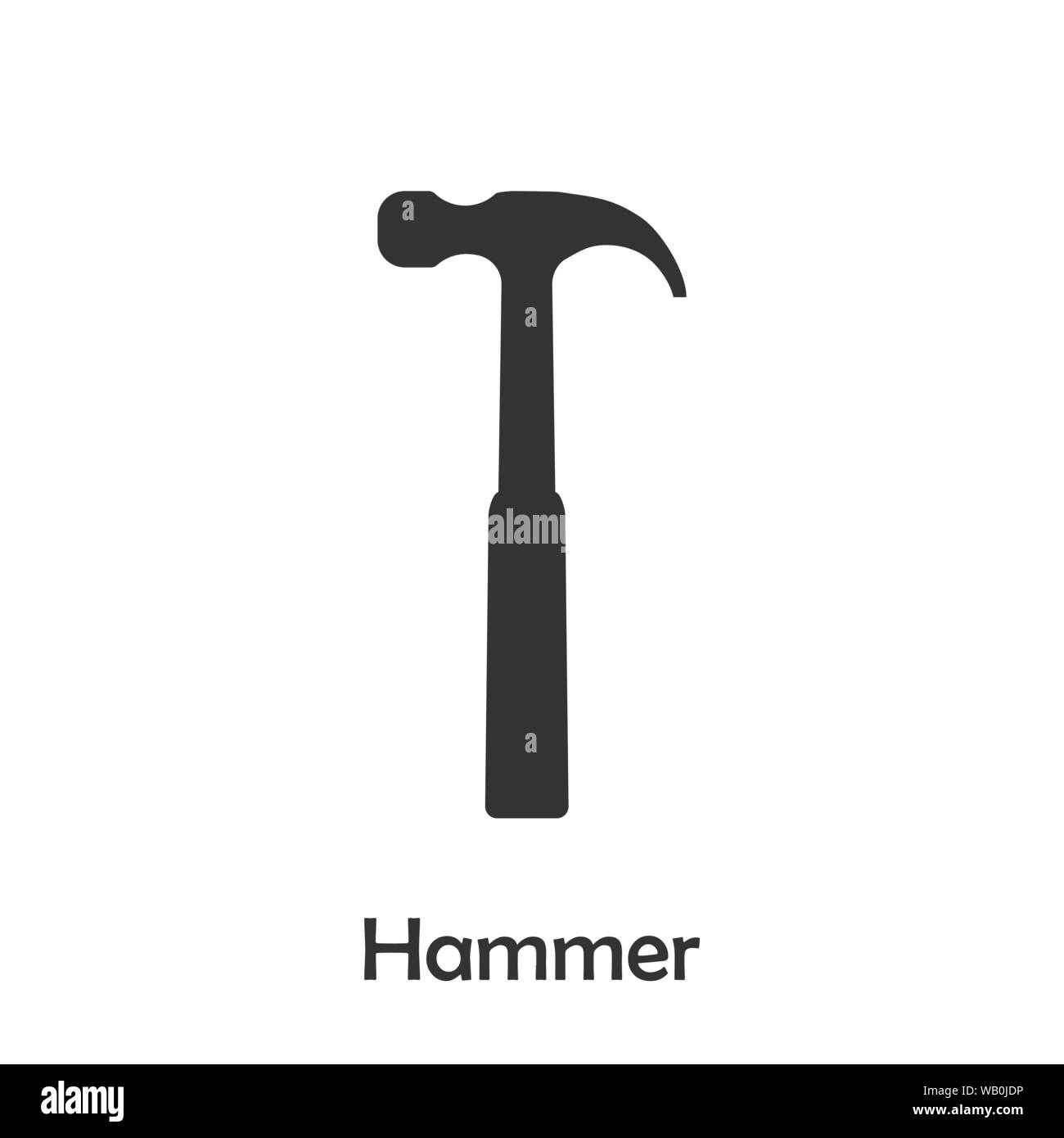 Hammer in cartoon style, construction card for kid, preschool activity