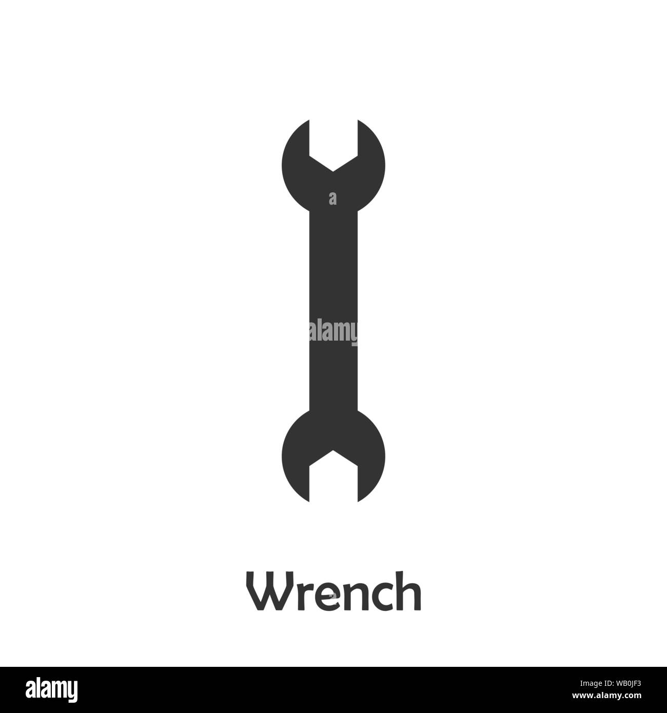 Wrench in cartoon style, construction card for kid, preschool activity for children, vector Stock Vector