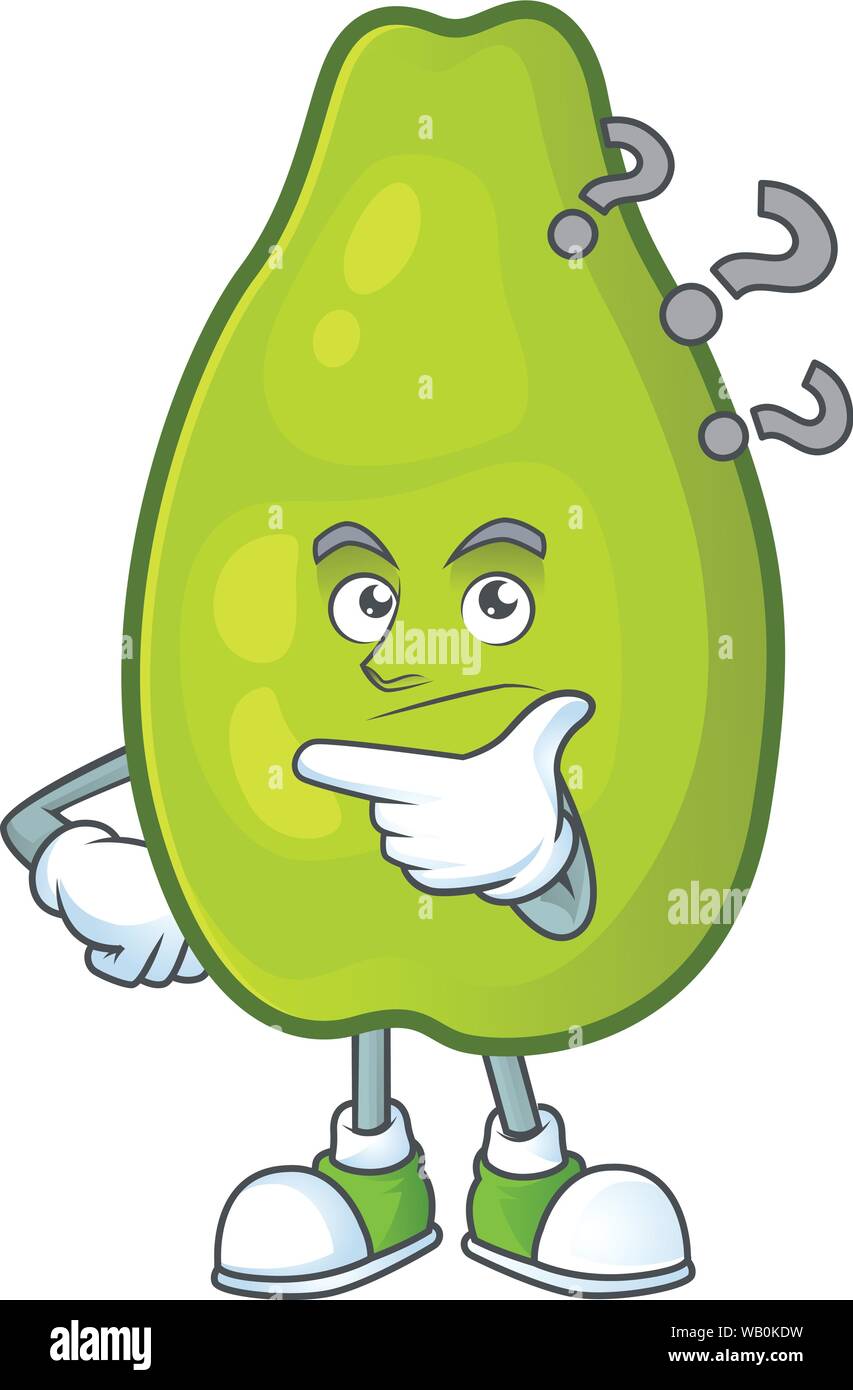 Thinking papaya character cartoon with funny face Stock Vector Image