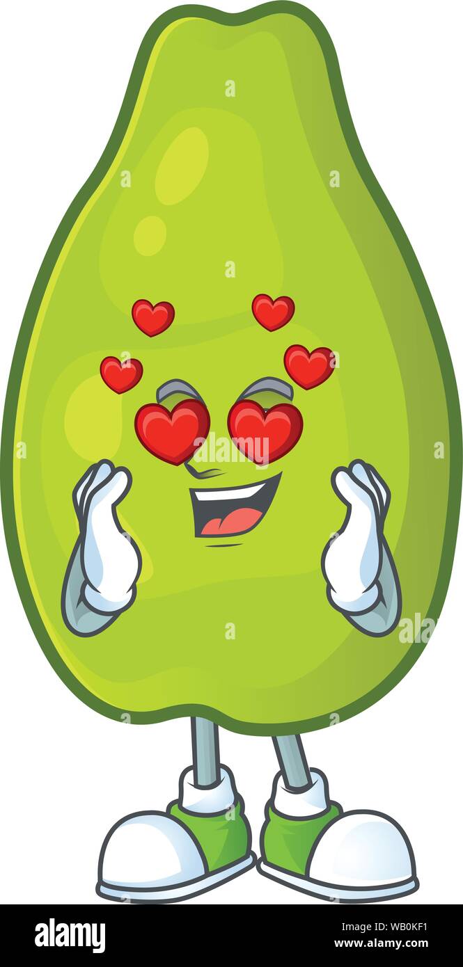 In love papaya character cartoon with funny face Stock Vector Image