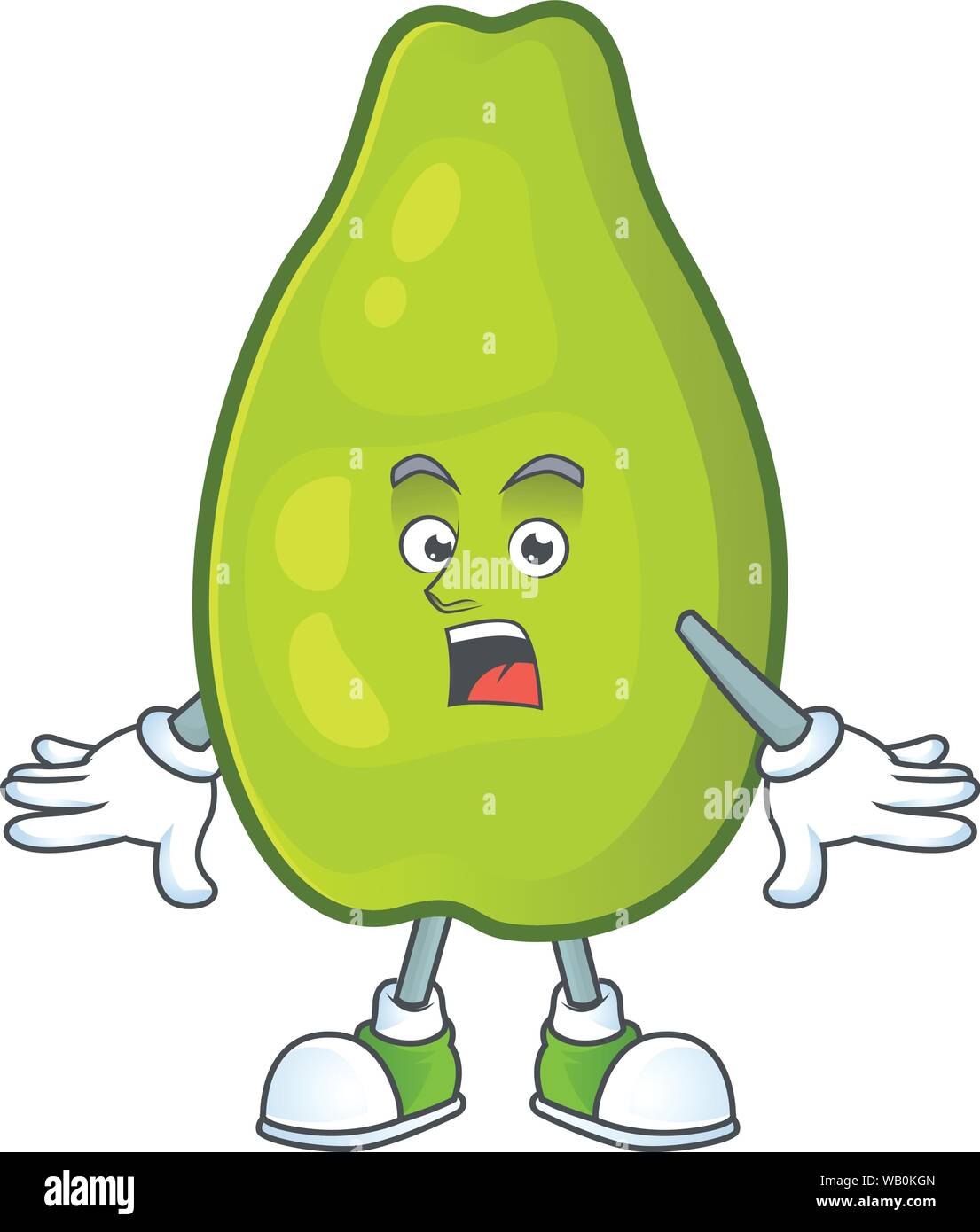 Surprised papaya character cartoon with funny face Stock Vector Image