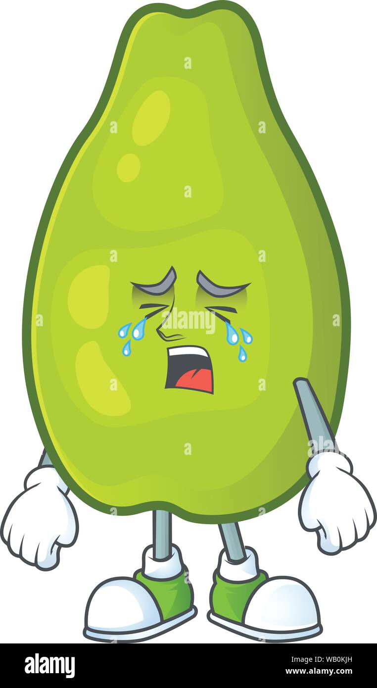 Crying papaya character cartoon with funny face Stock Vector Image