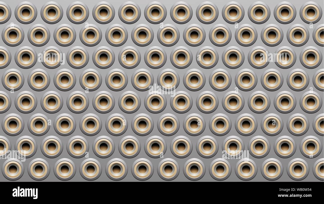 Vector Illustration of Grey and Beige Embossed Round Loudspeaker Background Stock Vector