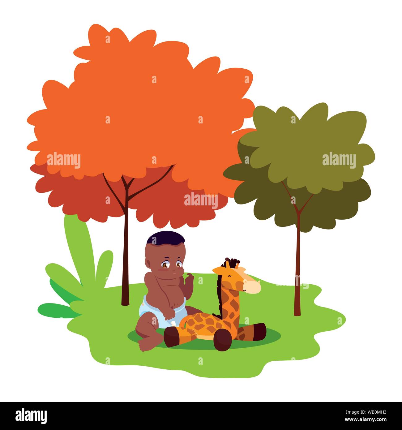 baby boy with toy giraffe vector illustration Stock Vector Image & Art ...