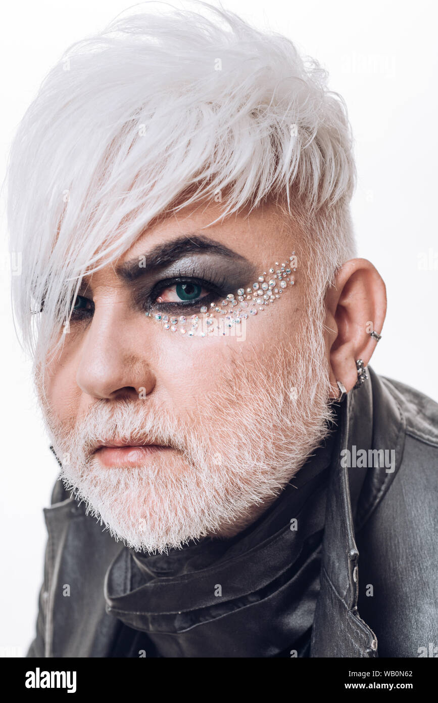 Bisexual Is Beautiful Support Transgender Rights Transgender Person Male Makeup Look Bearded Man With Male Makeup Exotic Hipster Man With Fashion Stock Photo Alamy