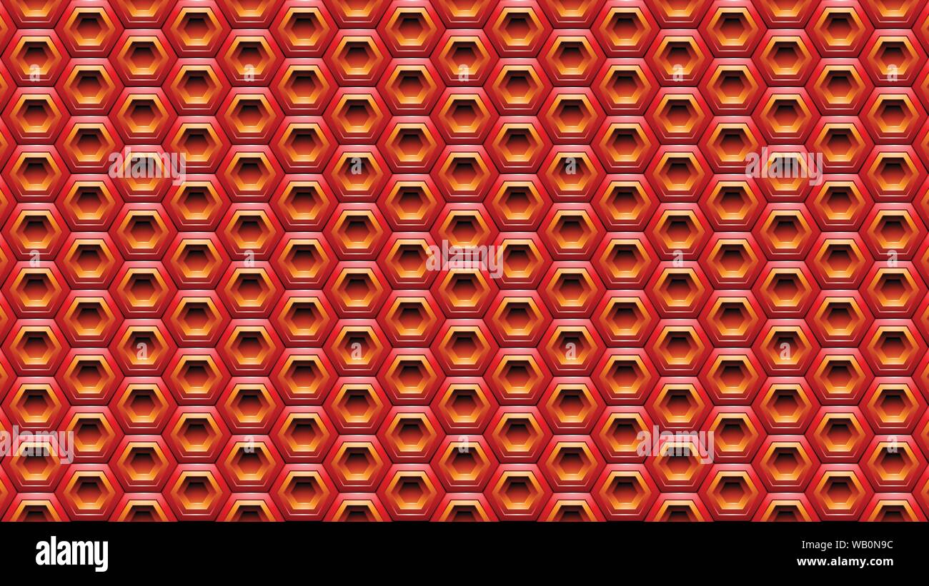 Vector Illustration of Red and Orange Embossed Hexagon Background Stock Vector