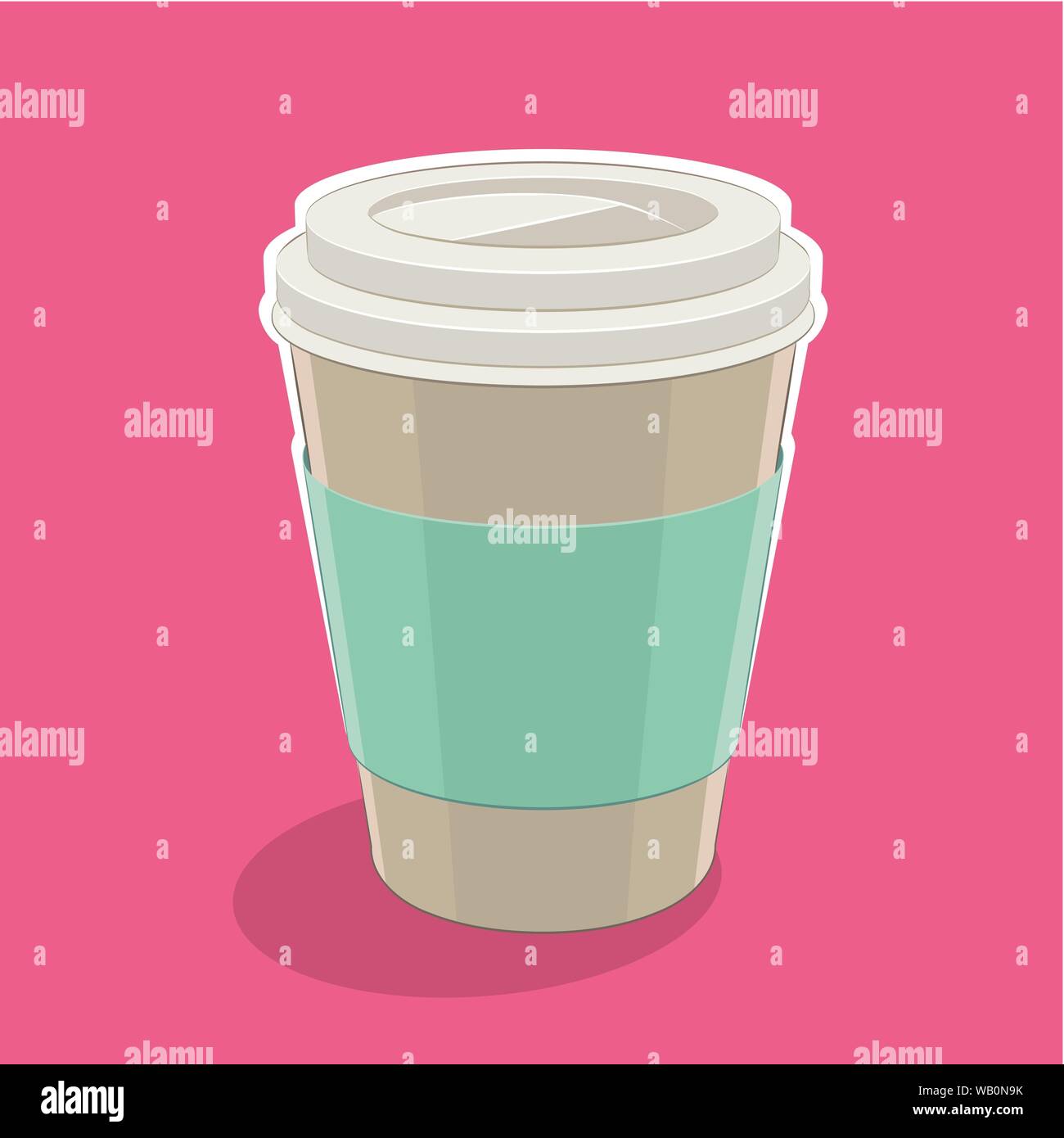 Vector Illustration of Paper Coffee Cup Icon on a Pink Background Stock ...