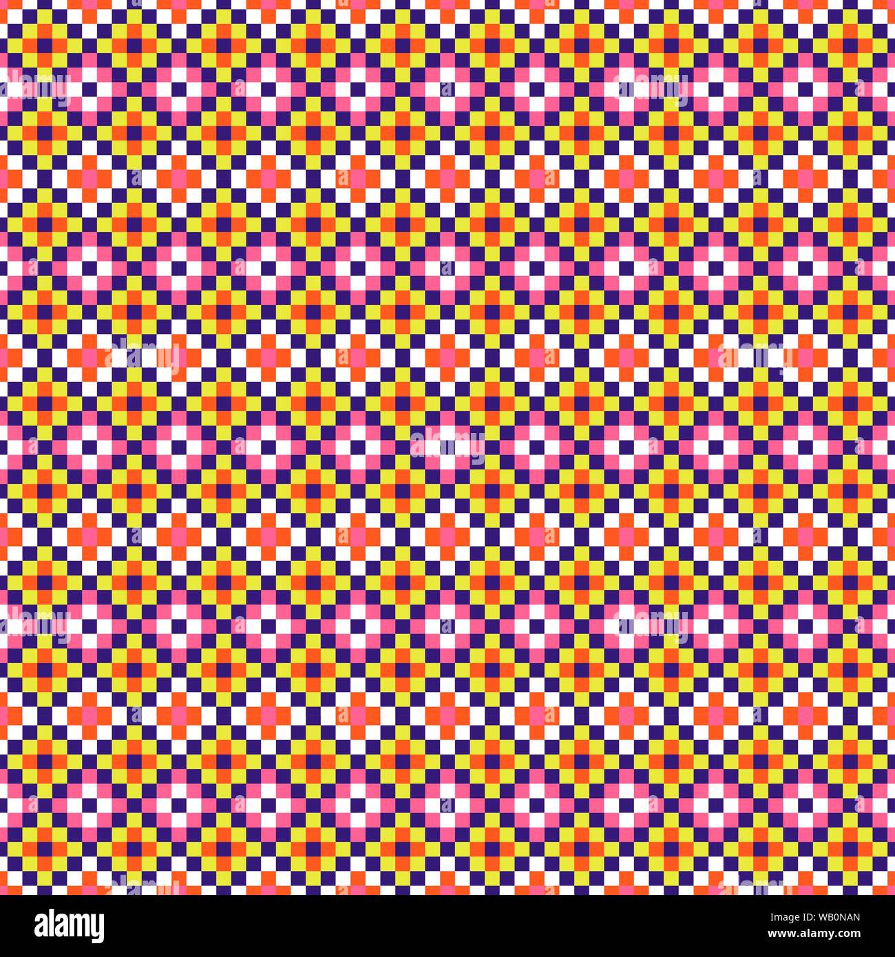 Folk geometric seamless pattern pixel art and rhomb bead shapes texture. Stock Vector
