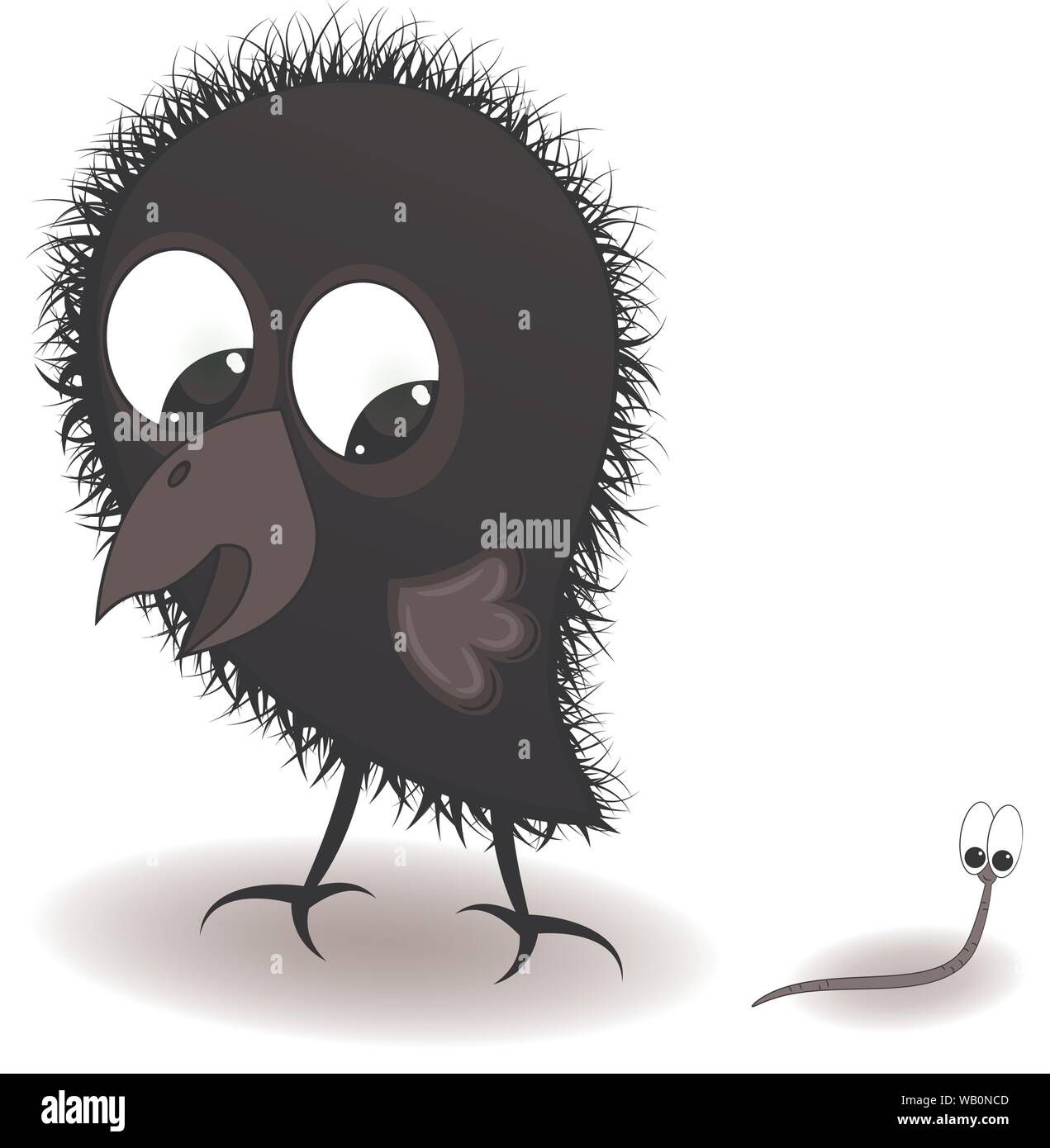 Cute little crow and worm. cartoon comic vector illustration Stock Vector  Image & Art - Alamy