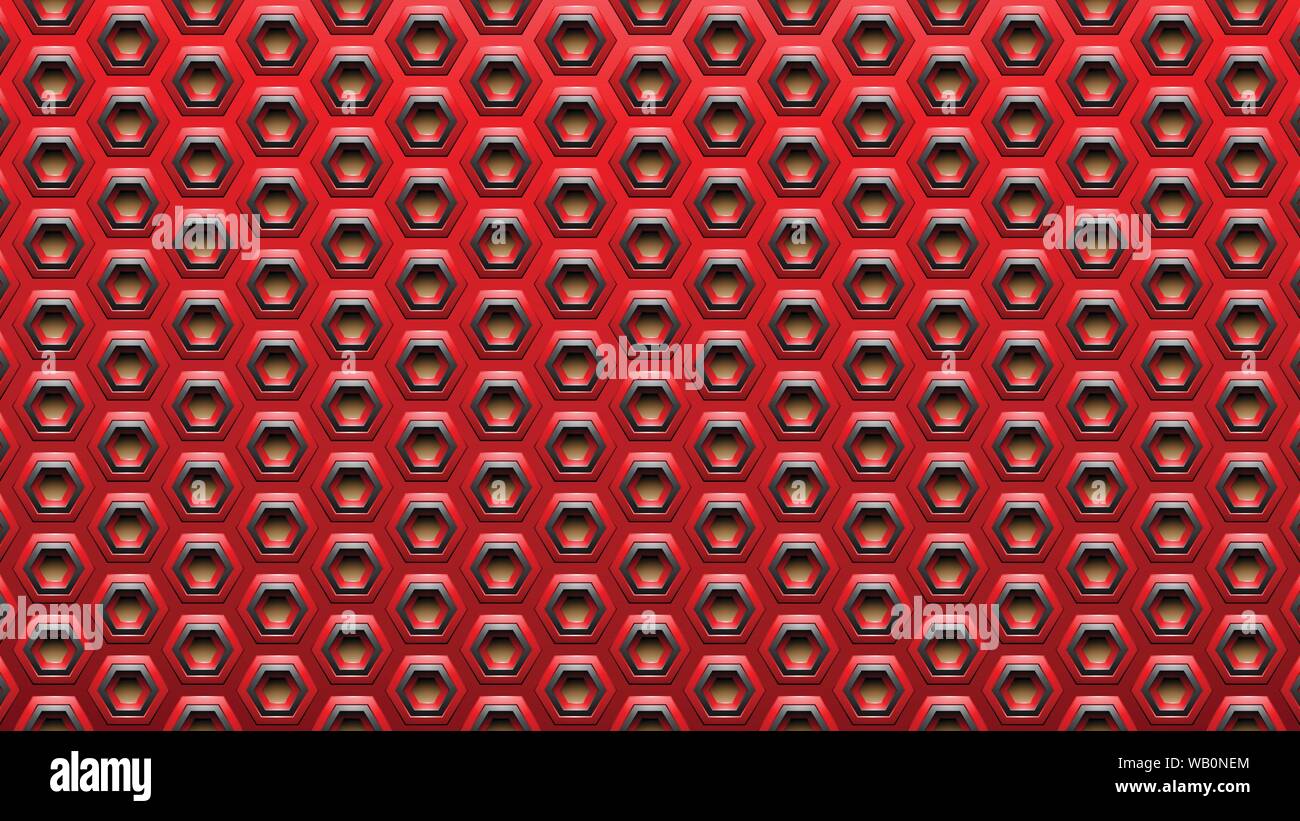 Vector Illustration of Red and Black Embossed Spaced-out Hexagon ...