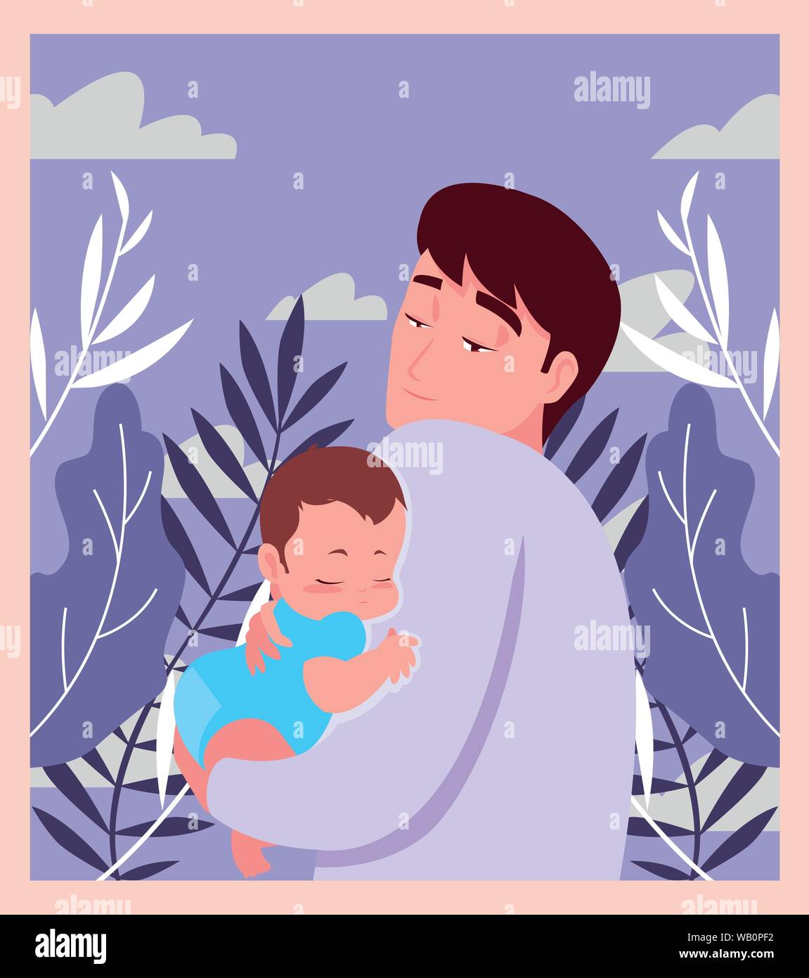 Dad Carrying His Baby In His Arms Vector Illustration Stock Vector Image Art Alamy
