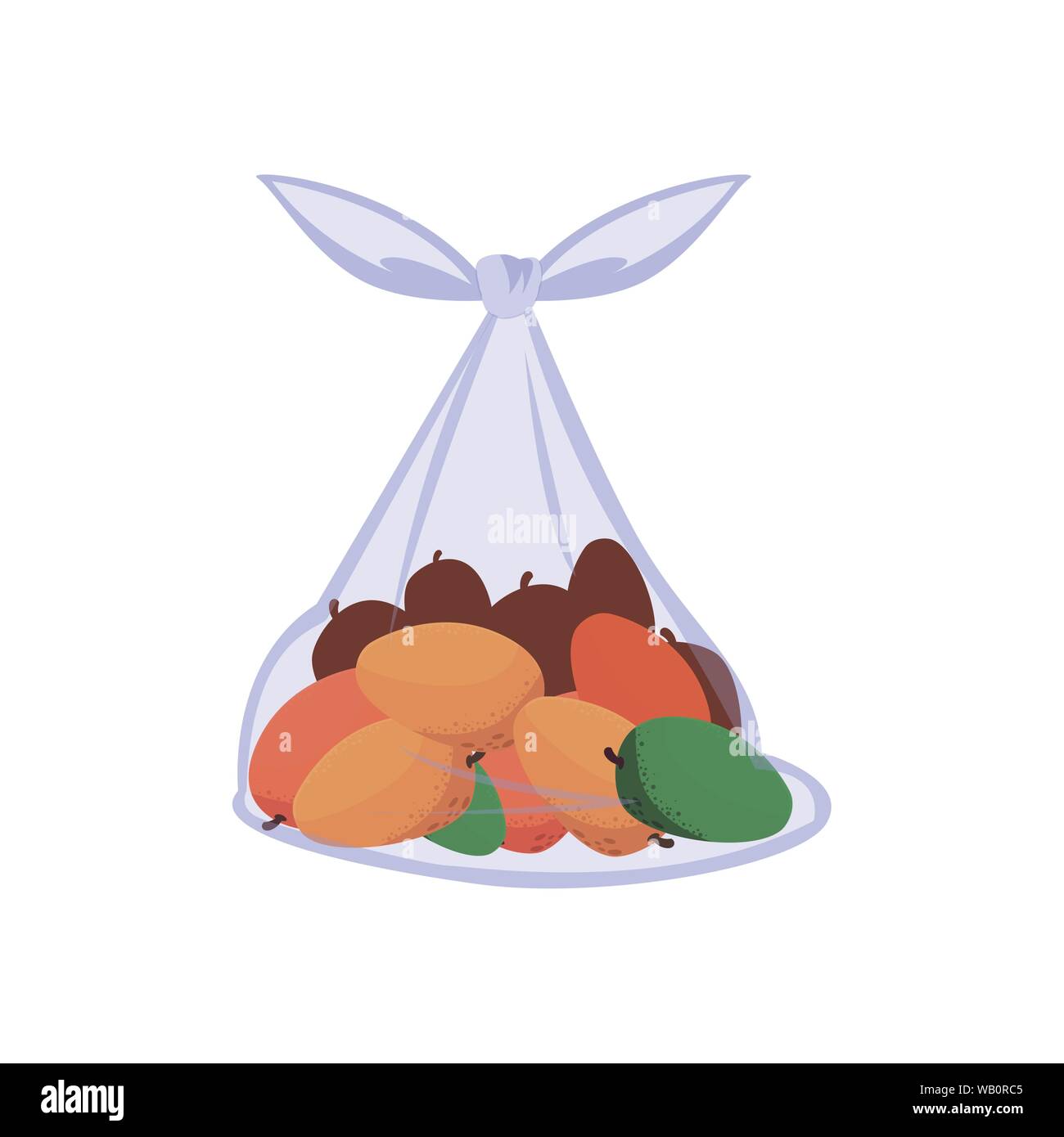 fresh fruit mangoes in bag plastic vector illustration Stock Vector