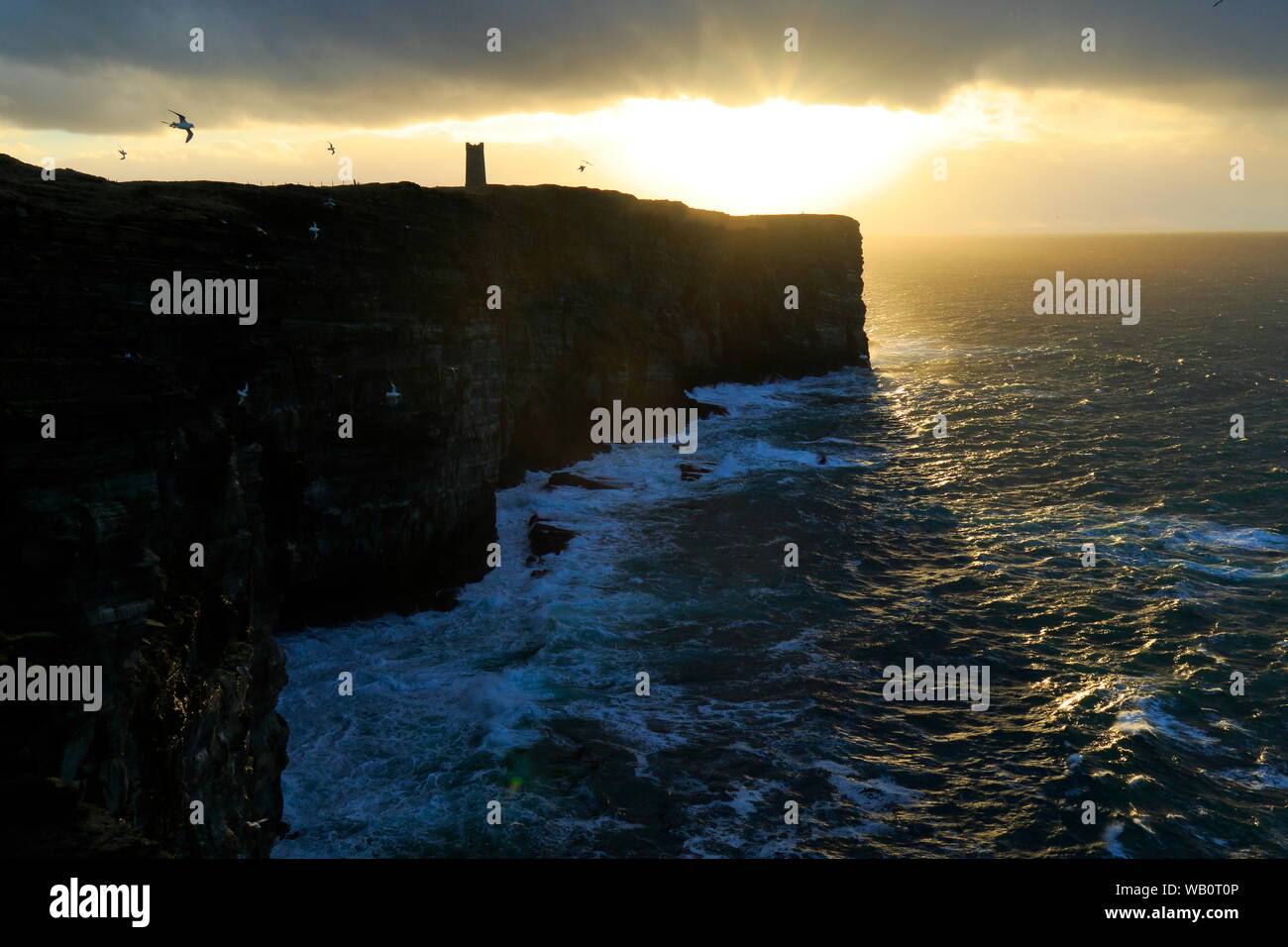 Dramatic light at Marwick Head, Orkney Isles Stock Photo